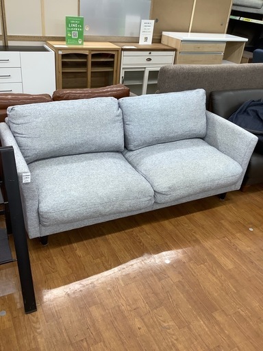 【軽トラック無料貸出中】　3人掛けソファー　ファブリックライトグレー