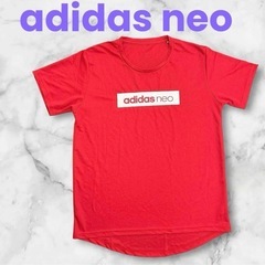 アディダス ネオ❤半袖Tシャツ　メッシュ生地　レッド　トップス　運動着