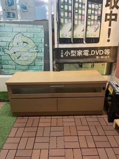 キャスター付きTV台 ナチュラルブラウン