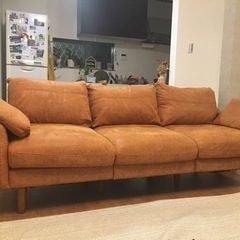 【8/8までの引取】ソファ 3人掛け ブラウン ベージュ　キャメルの画像