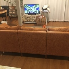 【8/8までの引取】ソファ 3人掛け ブラウン ベージュ　キャメルの画像