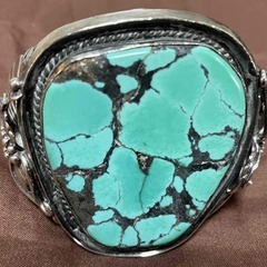 ★石の直径5Cm!   シルバー925の超特大ターコイズ・バング...