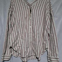 GU WOMEN ストライプVネックシャツ(長袖) S ブラウス...
