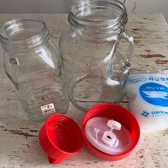 果実酒用保存ビンとザラメ　梅酒用　手作りジュースシロップ用