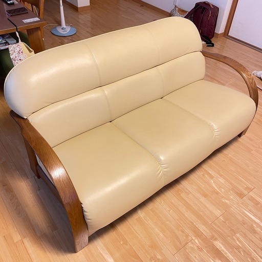 ソファ ３人掛け 本革 無垢素材 浜本工芸