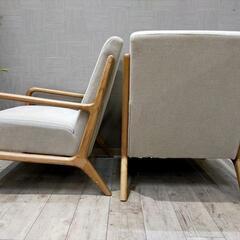 ZARA  デタッチャブルクッション ウッドアームチェア　美品 nk01 ウッド＆カバー取り外し可能クッションアームチェア - ライトベージュ