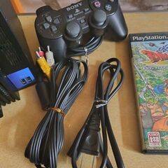 SONY　PS−2   スケルトンブラック　SCPH-50000　ゲームソフト付の画像