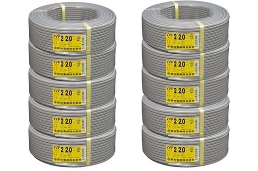 新品未使用 バラ売可！！　愛知電線 8巻きセット VVF VVFケーブル 2.0-2c 2×2.0mm 100m×8巻き