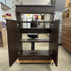 【超美品‼️】定価15,990円♪ ロウヤ 60cm幅キャビネット 電話台 FAX台 リビング収納家具 木目調ダークブラウン♪の画像