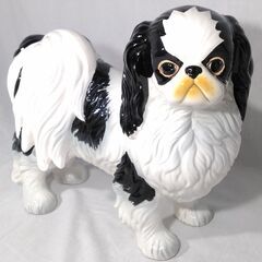 △ 陶器製 ペキニーズ 犬 置物 全高 30cm 幅 15cm 長さ 33cm 割れ欠け無し メーカー不明の画像