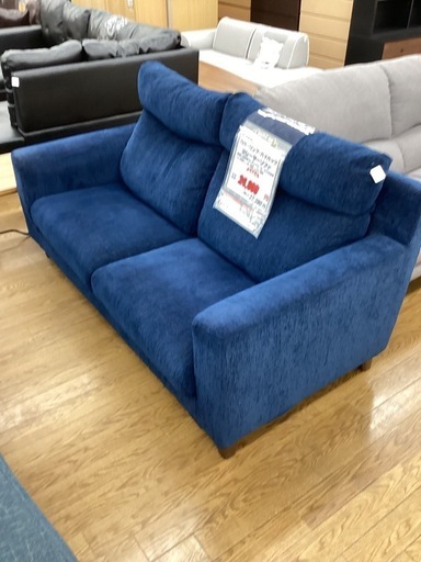 KG-38【新入荷　リサイクル品】馬場家具　カバーリング　ハイバック　2シーターソファ　ネイビー