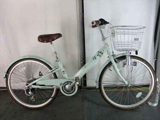 Ｄ670　★12800円★整備済み 中古子供自転車 【22インチ　ライトグリーン 】