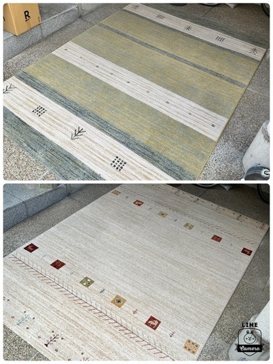 【美品】200×290 2枚セット　大判ラグギャッベ風北欧　ベルギー製