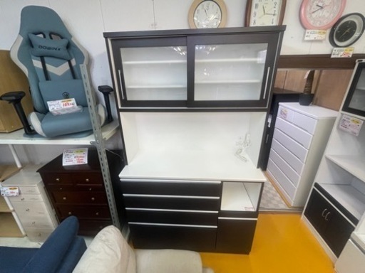 【リサイクルサービス八光】幅120㎝　ニトリ　キッチンボード ( レジューム120-2TG-S DBR/120-2QH-R DBR)