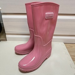 未使用シンプルレインブーツ☆長靴ロングブーツ☆無地ピンク