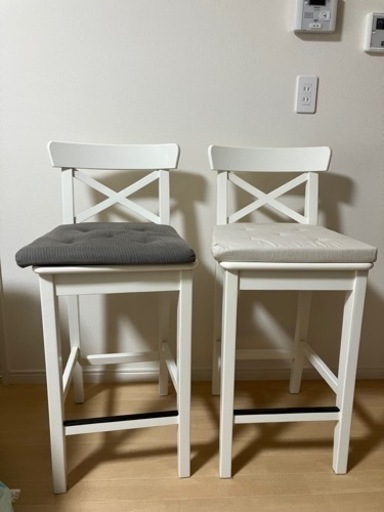 【決定済】IKEA INGOLF インゴルフ　 カウンターチェア  2脚　クッション付き