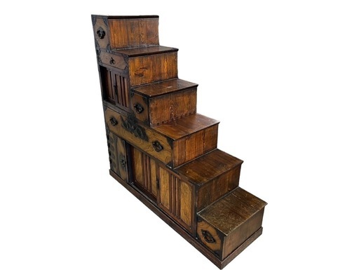 NO.1639 《お値下げ中!!》【傷多め】 仙台箪笥 仙臺箪笥 階段箪笥 和箪笥 民芸家具 両面箪笥 6段 中古