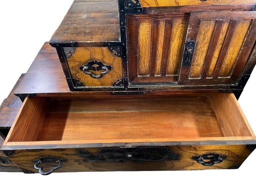 NO.1639 《お値下げ中!!》【傷多め】 仙台箪笥 仙臺箪笥 階段箪笥 和箪笥 民芸家具 両面箪笥 6段 中古