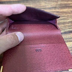 I2407-843 valentino garavani カードケース バーガンディ キズ汚れ有りの画像