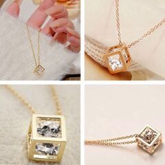 キューブ型ゴールドネックレス（新品）の画像