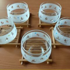 冷茶　麦茶　グラス5客セット　コースター付　未使用保管品の画像