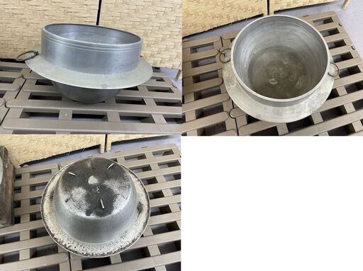 昭和レトロ 羽釜 まとめ売り 刻印 直径24/22/20/12.5cm 木蓋付 ご飯釜 炊飯 アルミ製 鉄製 古道具 古民具 かまど 