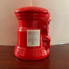 郵便ポスト型貯金箱陶器製の画像