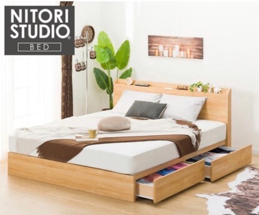 クイーンベッドフレーム(ニトリ) マットレス(タンスのゲン)