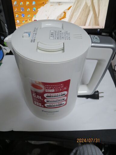 パナソニック製　電気ケトル　容量=０.８L　コーヒーカップ６.６杯分