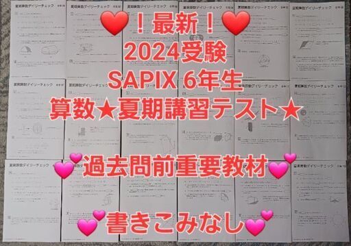 【★最新★2024受験】【未使用多数】Sapix6年 算数 平常授業1年分セット サピックス 算数 標準 20回テスト ①～⑦ 7冊セット 中古