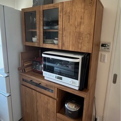 8/26まで！食器棚 完成品棚 木目 モダン お洒落　ヴィンテー...