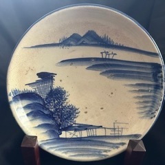 古伊万里 染付風景画 大皿 /アンティーク