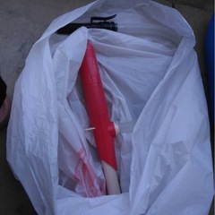 スチールラック、灯油缶、灯油ポンプの画像