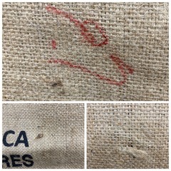 柄いろいろあります！コーヒー豆が入っていた麻袋の画像