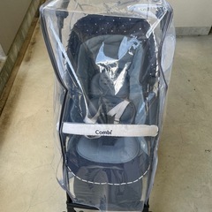 コンビA型ベビーカー（ホワイトレーベル スゴカルα エッグショック）＋グリップカバー＋レインカバーの画像