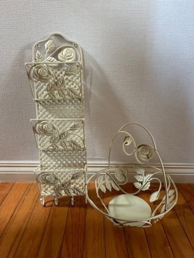 アイアン　バラ　タオルかけ　レターラック　バスケット