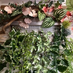 ハンドメイド　フェイクグリーン壁掛けの画像