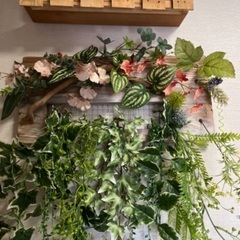 ハンドメイド　フェイクグリーン壁掛けの画像