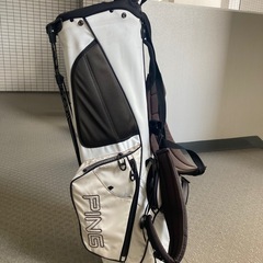 キャディバッグ PING スタンド付き 軽量。ホワイトの画像