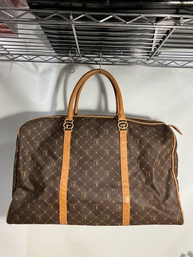 K2408-033 TRUSSARDI ボストンバッグ ブラウン 総柄 キズ汚れ破れ有り