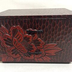 【G488】鎌倉彫/小タンス/小物入れ/小引き出し/2段/木製/...
