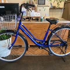 前後タイヤ・チューブ新品！】 LEDオートライト 26インチ自転車 ブルー