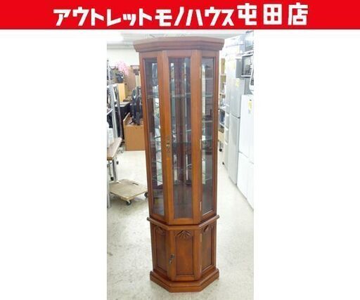 スリムコーナーキャビネット 飾り棚 コレクションケース ライト付き 高さ171cm ショーケース セパレート ☆ 札幌市 北区 屯田