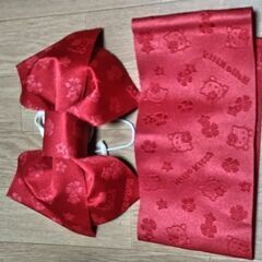 【こども用】キティちゃん作り帯　赤の画像