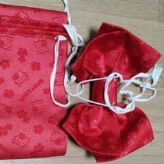 【こども用】キティちゃん作り帯　赤の画像
