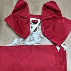 作り帯　赤✕桜柄の画像
