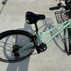 【美品】急募！カゴ付きクロスバイク自転車 27インチ シマノ6段変速の画像