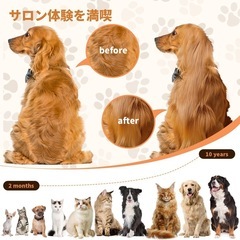 犬・猫 ブラシ【ペットが大好きな魔法のブラシ】丸頭ビーズピン 痛くない 犬 猫 毛取り簡単 ワンプッシュ式 ヒーリングスリッカーブラシ 肌ケア マッサージ［独創的な中空デザイン］収納便利 ペットブラシ 長毛&短毛種兼用くし 猫・犬適用(グレー)の画像