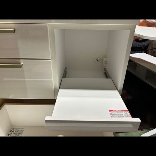 札幌限定配送/お引き取り可◆家具◆ニトリ◆食器棚/キッチンボード◆ソレル 80KB WH/ホワイト◆W80 D43 H191