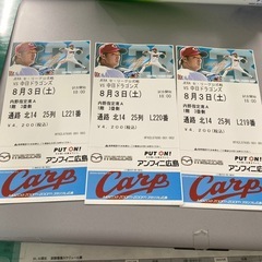 中日　カーブチケット　8月3日(土)